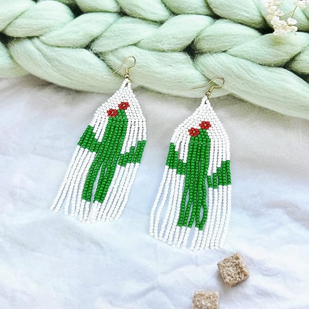 ✨ Free People Cactus Beaded Earrings ✨ - Picture 2 of 6
